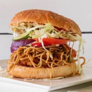 Paneer noodle burger